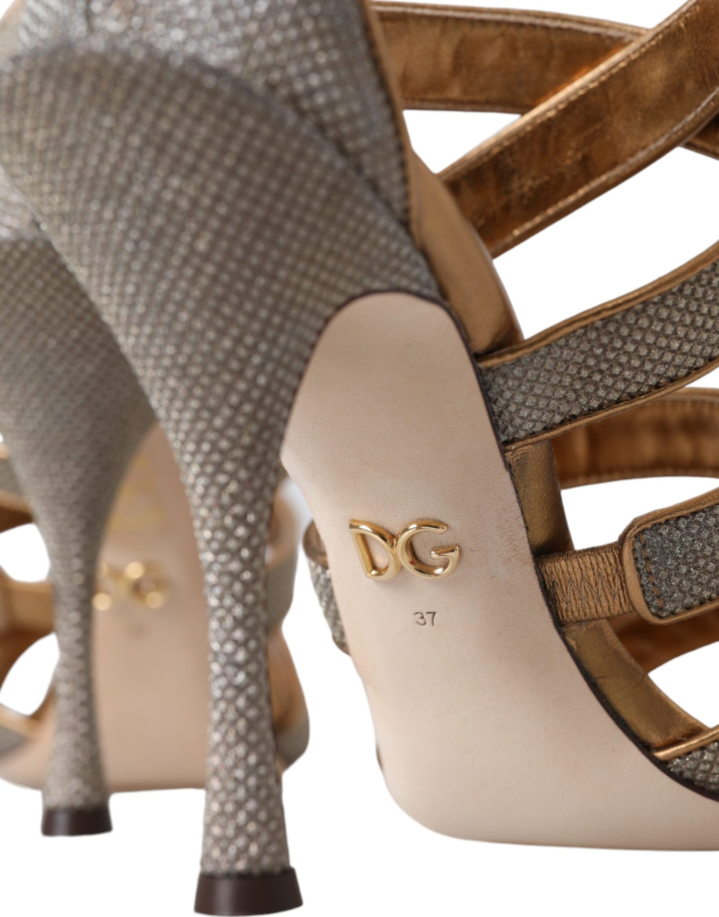 Dolce &amp; Gabbana Bronze Kristall Strap Heels Sandalen Schuhe