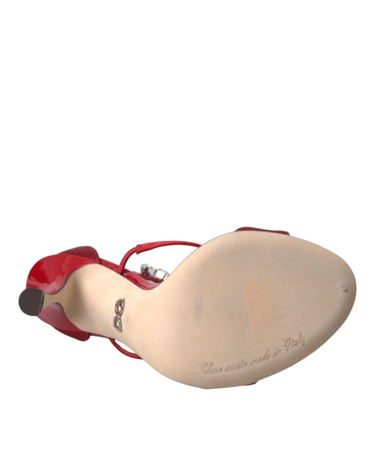 Dolce &amp; Gabbana Rote Keira Satin Kristalle Sandalen Heels Schuhe