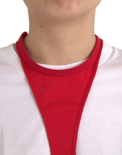 Dolce &amp; Gabbana – Rotes, figurbetontes Minikleid aus Nylon-Stretch