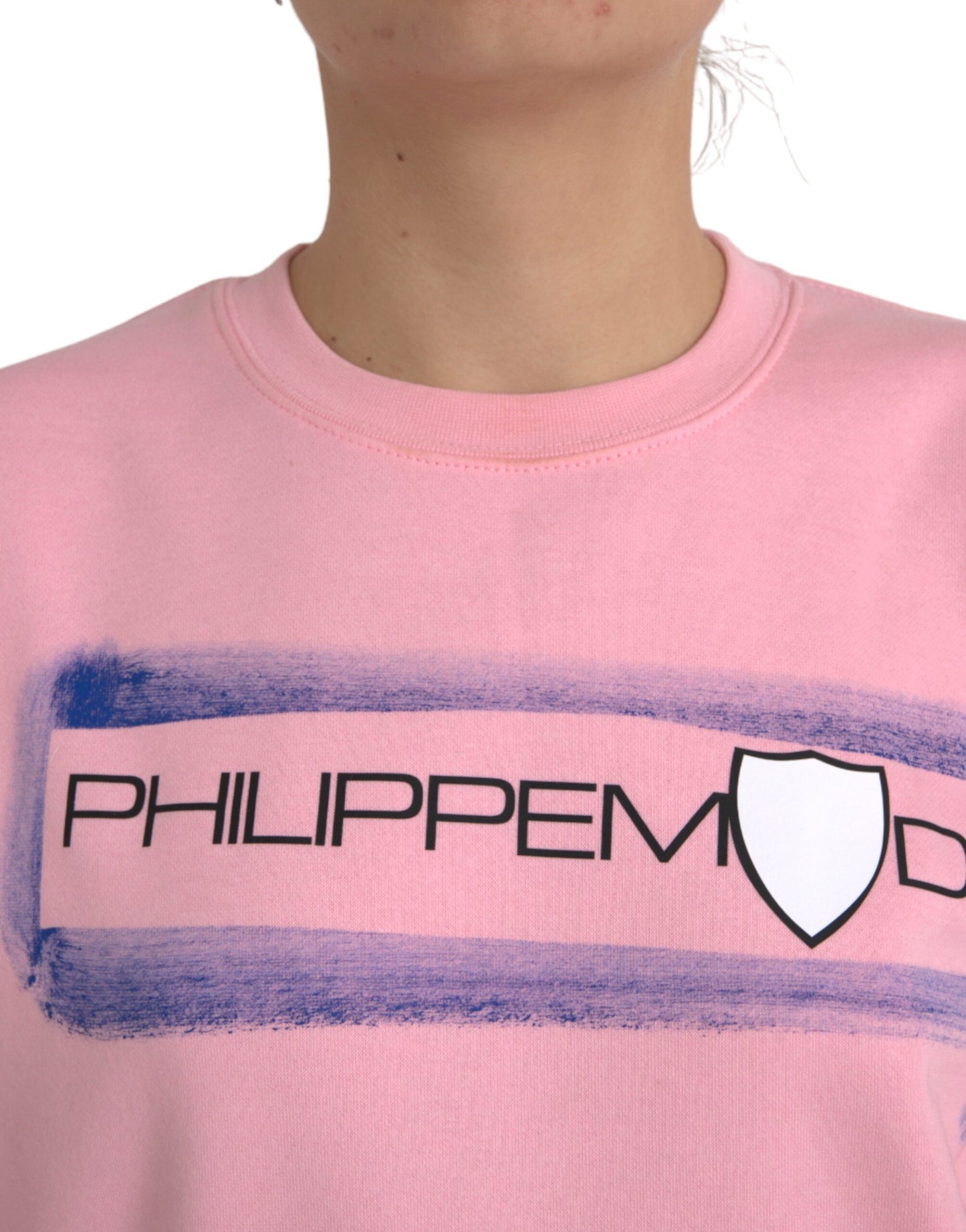 Philippe Model – Rosafarbener Pullover aus Baumwolle mit Logo-Print und langen Ärmeln