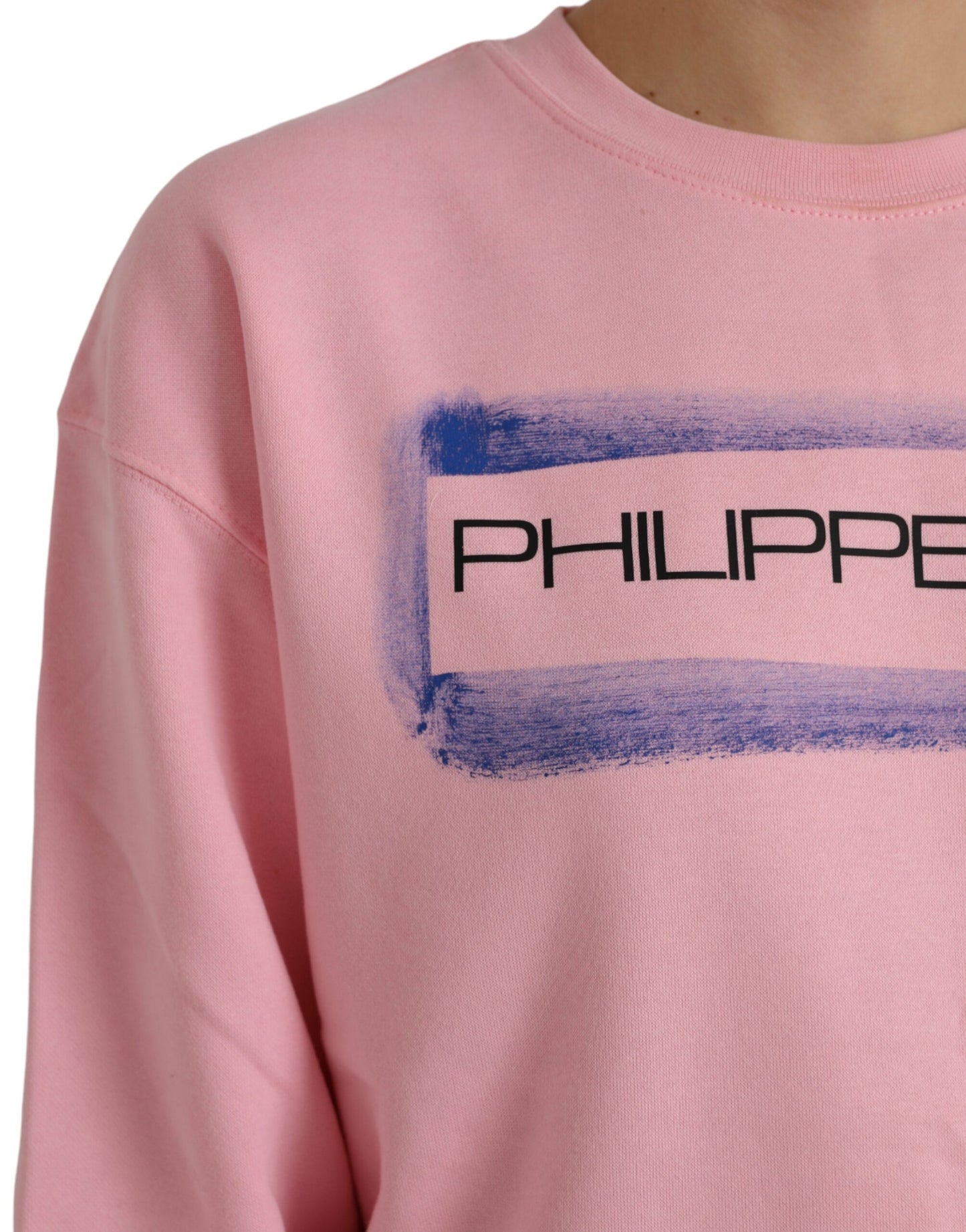 Philippe Model – Rosafarbener Pullover aus Baumwolle mit Logo-Print und langen Ärmeln