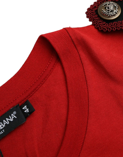 Dolce &amp; Gabbana – Rotes Baumwoll-T-Shirt mit Rundhalsausschnitt und grafischem Print