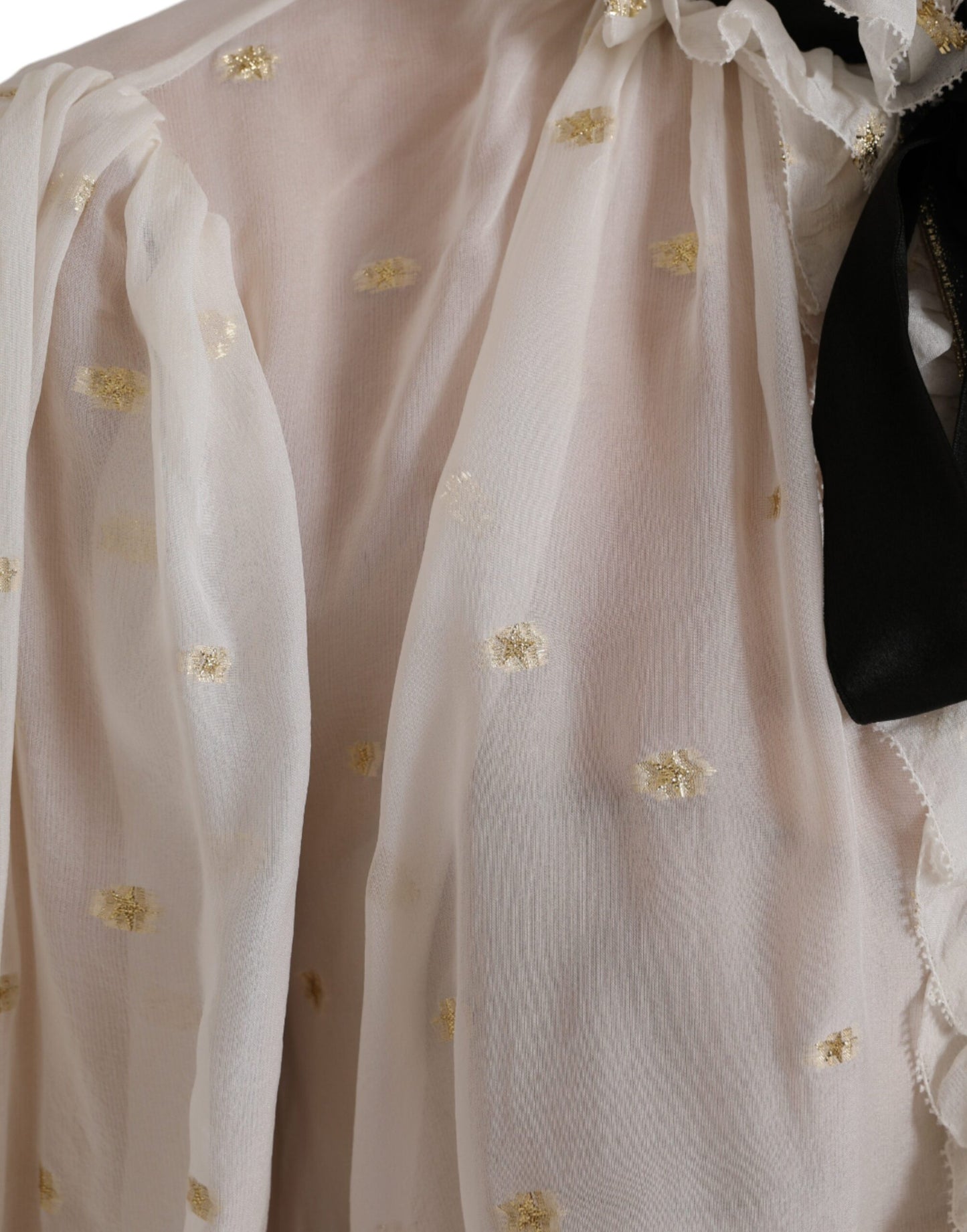 Dolce &amp; Gabbana Blusentop aus Seidenmischung mit Ascot-Kragen in Off-White