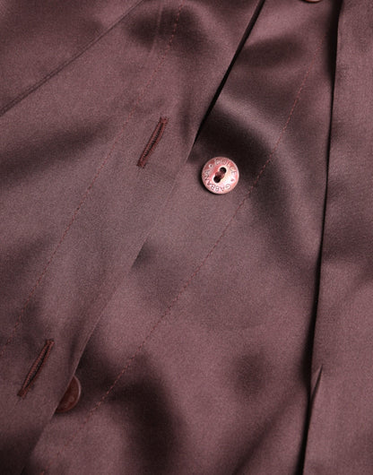 Dolce &amp; Gabbana, Braune Bluse mit Ascot-Kragen und langen Ärmeln