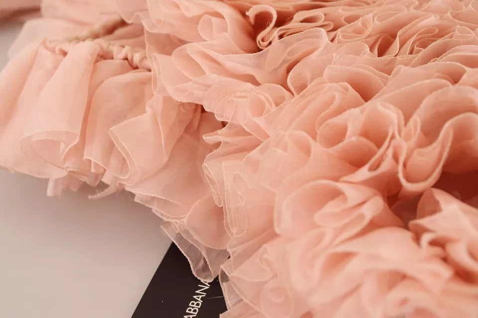 Dolce &amp; Gabbana – Rosa Pullover mit Rüschen und langen Ärmeln