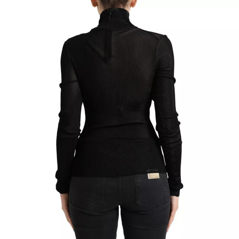 سترة دولتشي آند غابانا سوداء من الفيسكوز بياقة عالية