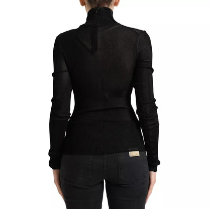 سترة دولتشي آند غابانا سوداء من الفيسكوز بياقة عالية