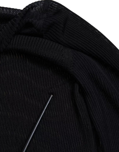 سترة دولتشي آند غابانا سوداء من الفيسكوز بياقة عالية