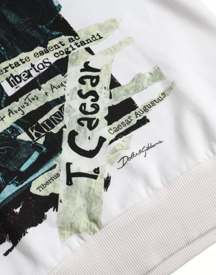 Dolce &amp; Gabbana Weißer Caesar-Kapuzenpullover aus Baumwolle