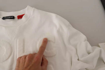 Dolce &amp; Gabbana – Weißes Baumwoll-Sweatshirt mit Logoprägung