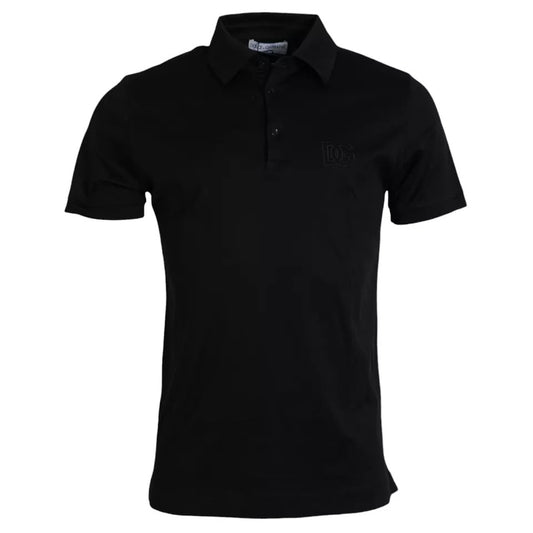 Dolce &amp; Gabbana – Schwarzes Poloshirt aus Baumwolle mit Kragen und Logo