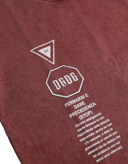 Dolce &amp; Gabbana – T-Shirt mit Rundhalsausschnitt und kurzen Ärmeln in Kastanienbraun