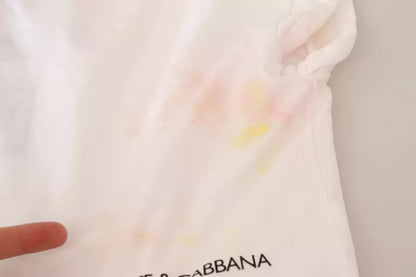 Dolce &amp; Gabbana – Weißes, kurzes T-Shirt mit „Forgot“-Print und kurzen Ärmeln