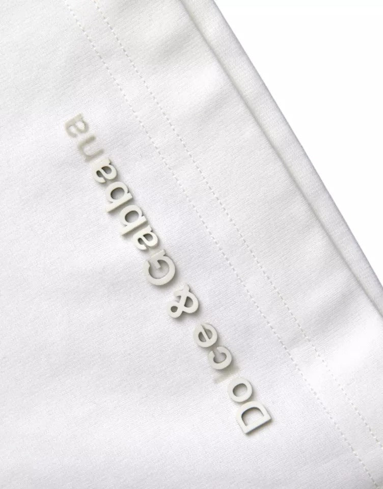 Dolce &amp; Gabbana – Weißes Baumwoll-T-Shirt mit Rundhalsausschnitt und Logoprägung