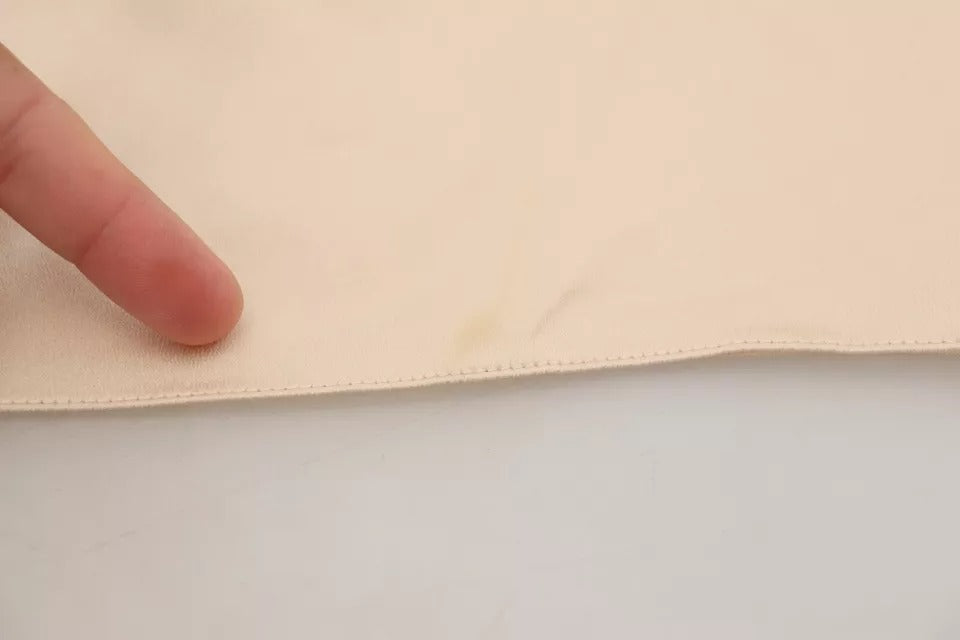 Dolce &amp; Gabbana Beige Spitzen-Spaghetti-Top mit Logo-Stickerei