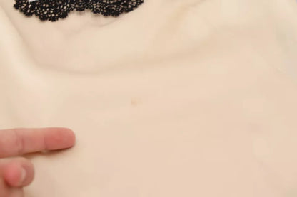 Dolce &amp; Gabbana Beige Spitzen-Spaghetti-Top mit Logo-Stickerei