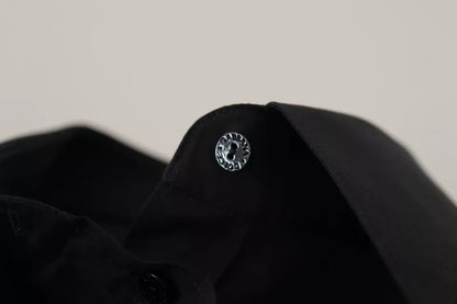 Dolce &amp; Gabbana – Schwarzes, formelles Hemdoberteil aus Baumwolle mit Kragen
