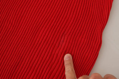 Dolce &amp; Gabbana Rotes Seiden-T-Shirt mit kurzen Ärmeln, Top-Bluse