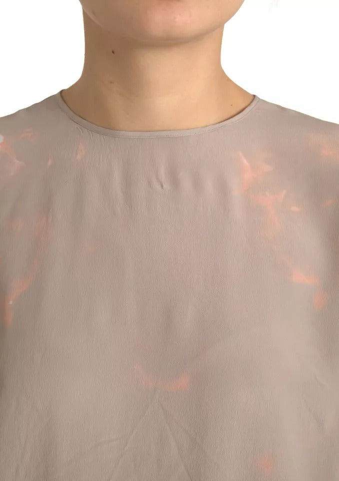 Dolce &amp; Gabbana – Braunes Blusenoberteil mit Rundhalsausschnitt und kurzen Ärmeln