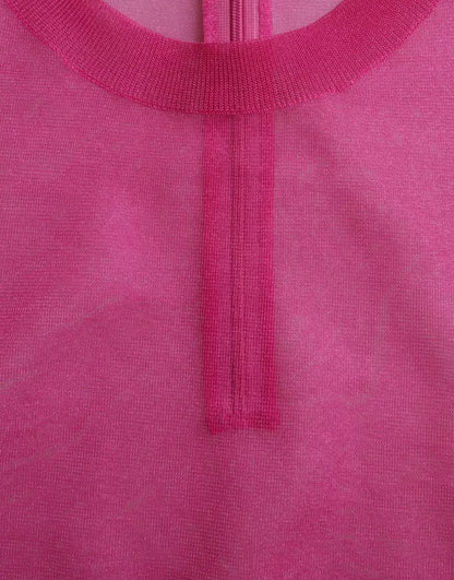 Dolce &amp; Gabbana – Transparentes Oberteil mit Rundhalsausschnitt und langen Ärmeln in Rosa