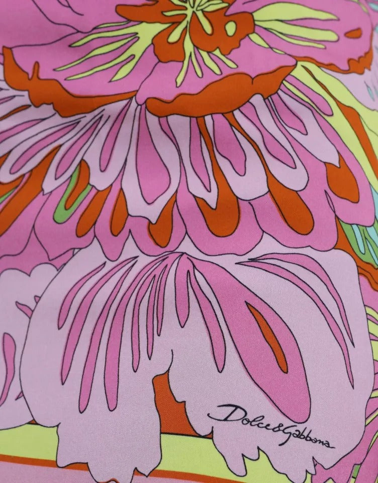 بلوزة دولتشي آند غابانا الحريرية متعددة الألوان بدون أكمام مزينة بالزهور