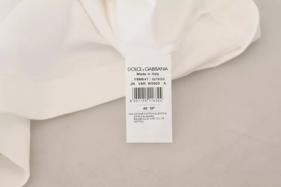 Dolce &amp; Gabbana – Weiß gestreiftes Pullover-Oberteil mit kurzen Ärmeln