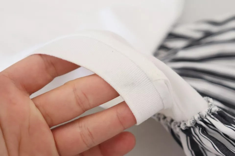 Dolce &amp; Gabbana – Weiß gestreiftes Pullover-Oberteil mit kurzen Ärmeln