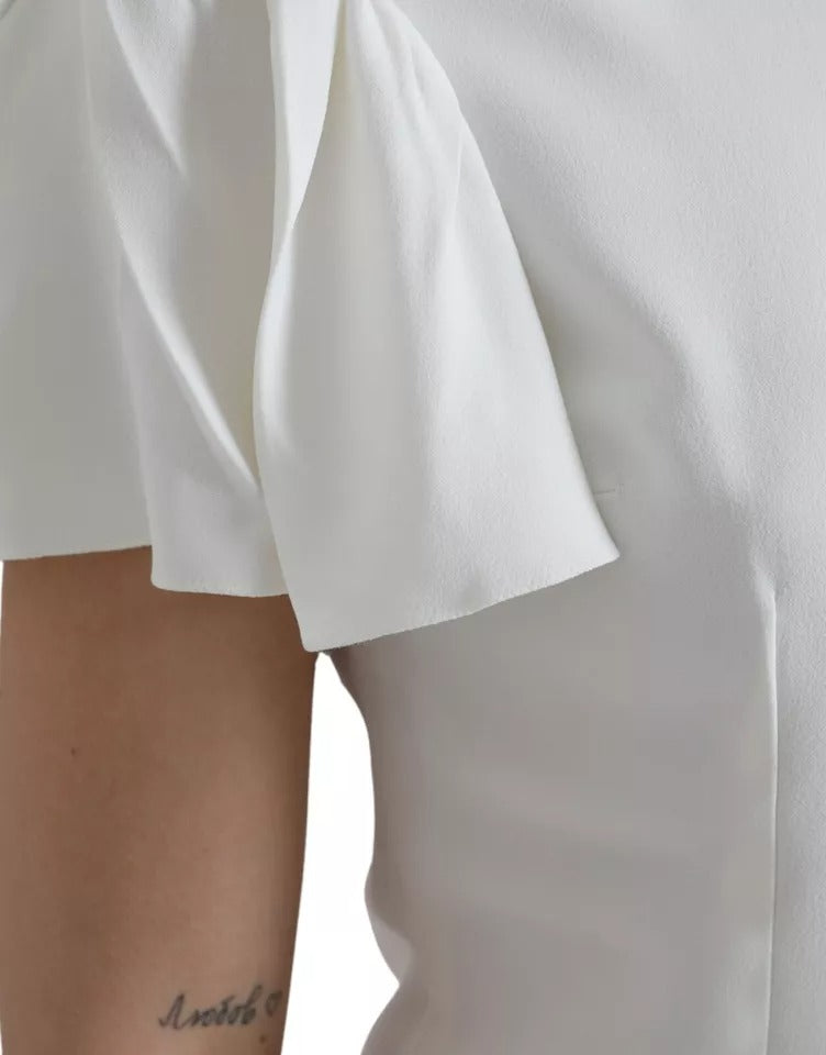 Dolce &amp; Gabbana – Weißes Viskose-Oberteil mit Rundhalsausschnitt und kurzen Ärmeln