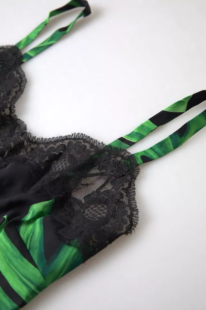 ملابس داخلية من الحرير بطبعة فيلوديندرون سوداء من دولتشي آند غابانا