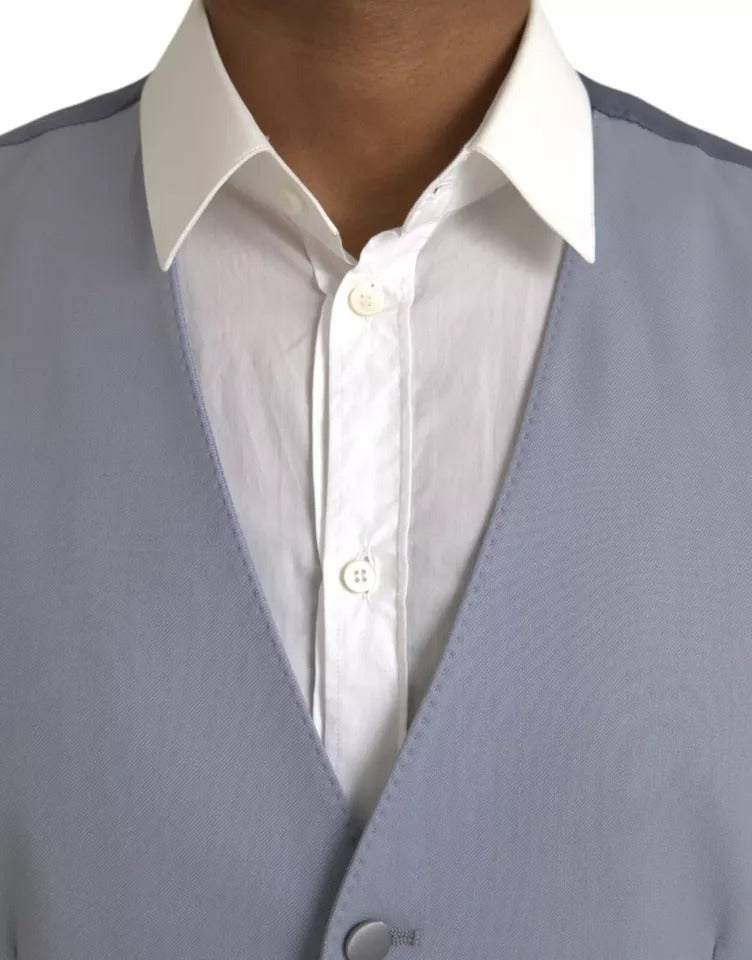 Dolce &amp; Gabbana Hellblaue Weste aus Wolle für formelle Anlässe