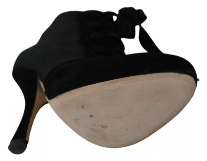 Dolce &amp; Gabbana Schwarze Wildleder Stretch Ankle Boots Booties Schuhe