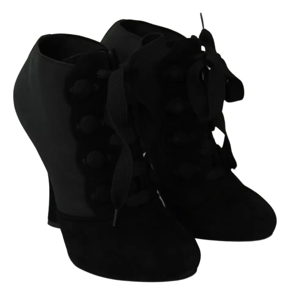 Dolce &amp; Gabbana Schwarze Wildleder Stretch Ankle Boots Booties Schuhe