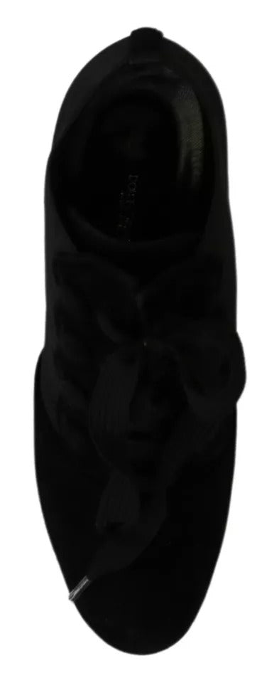 Dolce &amp; Gabbana Schwarze Wildleder Stretch Ankle Boots Booties Schuhe