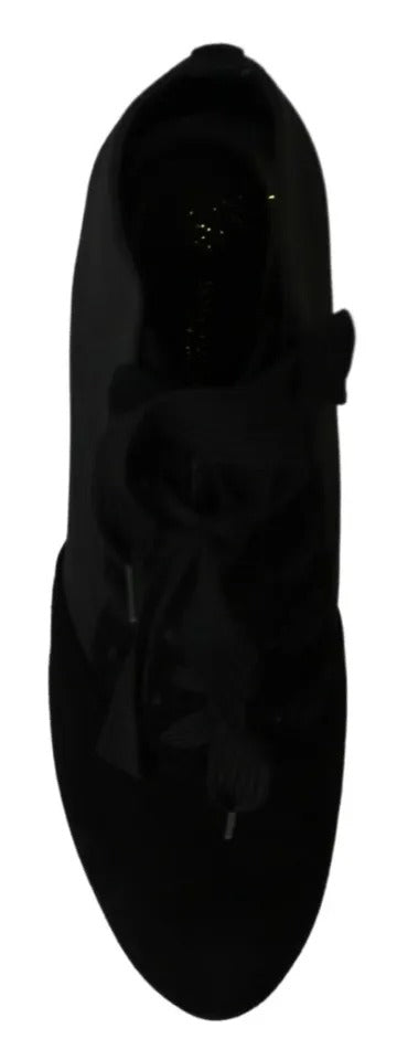 Dolce &amp; Gabbana Schwarze Wildleder Stretch Ankle Boots Booties Schuhe