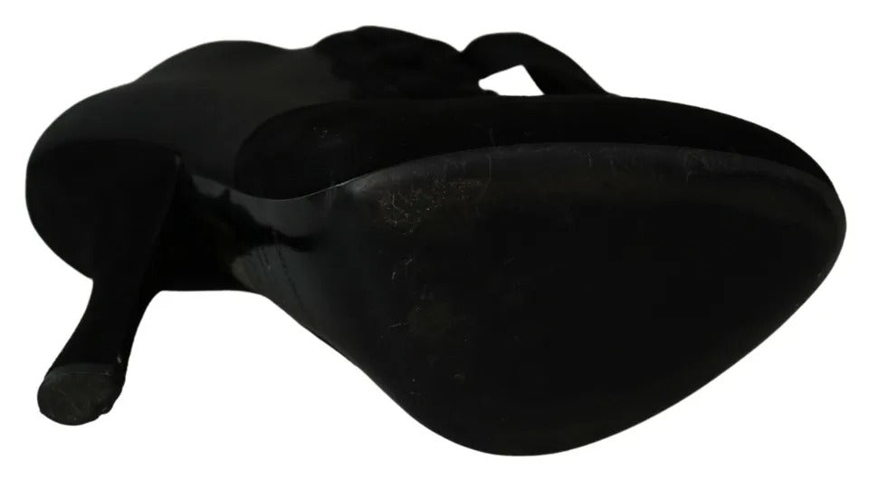 Dolce &amp; Gabbana Schwarze Wildleder Stretch Ankle Boots Booties Schuhe