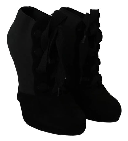 Dolce &amp; Gabbana Schwarze Wildleder Stretch Ankle Boots Booties Schuhe