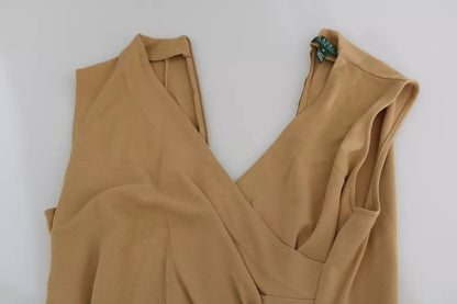 Ralph Lauren – Knielanges Etuikleid aus Viskose mit V-Ausschnitt, Braun