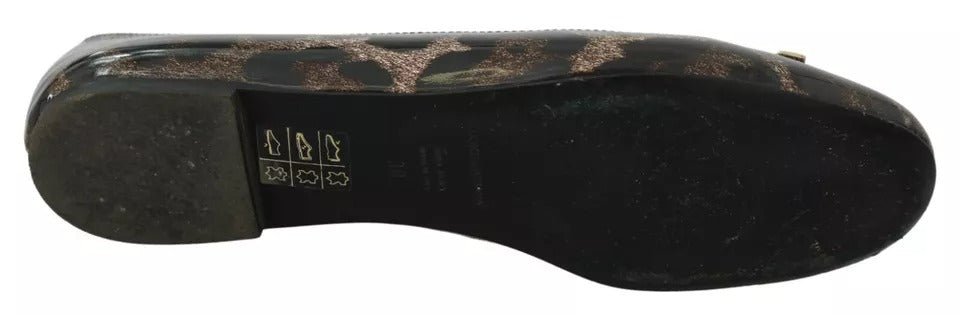 Dolce &amp; Gabbana – Ballerinas aus Leder mit Leopardenmuster in Braun