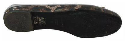 Dolce &amp; Gabbana – Ballerinas aus Leder mit Leopardenmuster in Braun