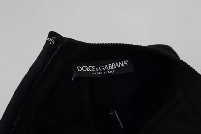 Dolce &amp; Gabbana – Schwarzes, langärmliges Minikleid aus Baumwolle in A-Linie
