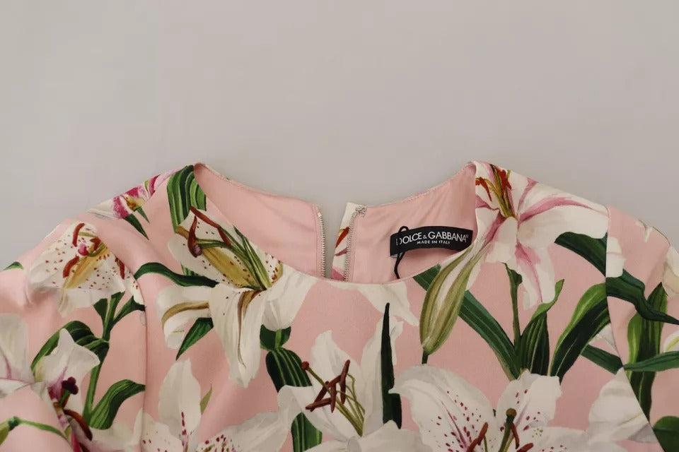 Dolce &amp; Gabbana Pink Lily Viskose-Etuikleid in Knielänge