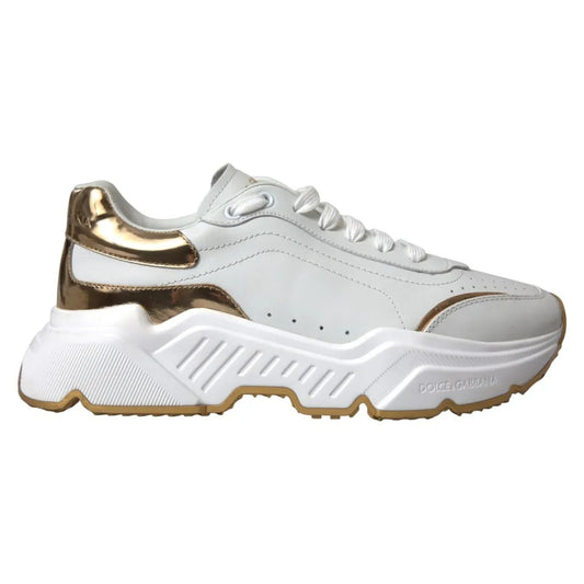 Dolce &amp; Gabbana Weißgold Leder Herren Sneakers DAYMASTER Schuhe