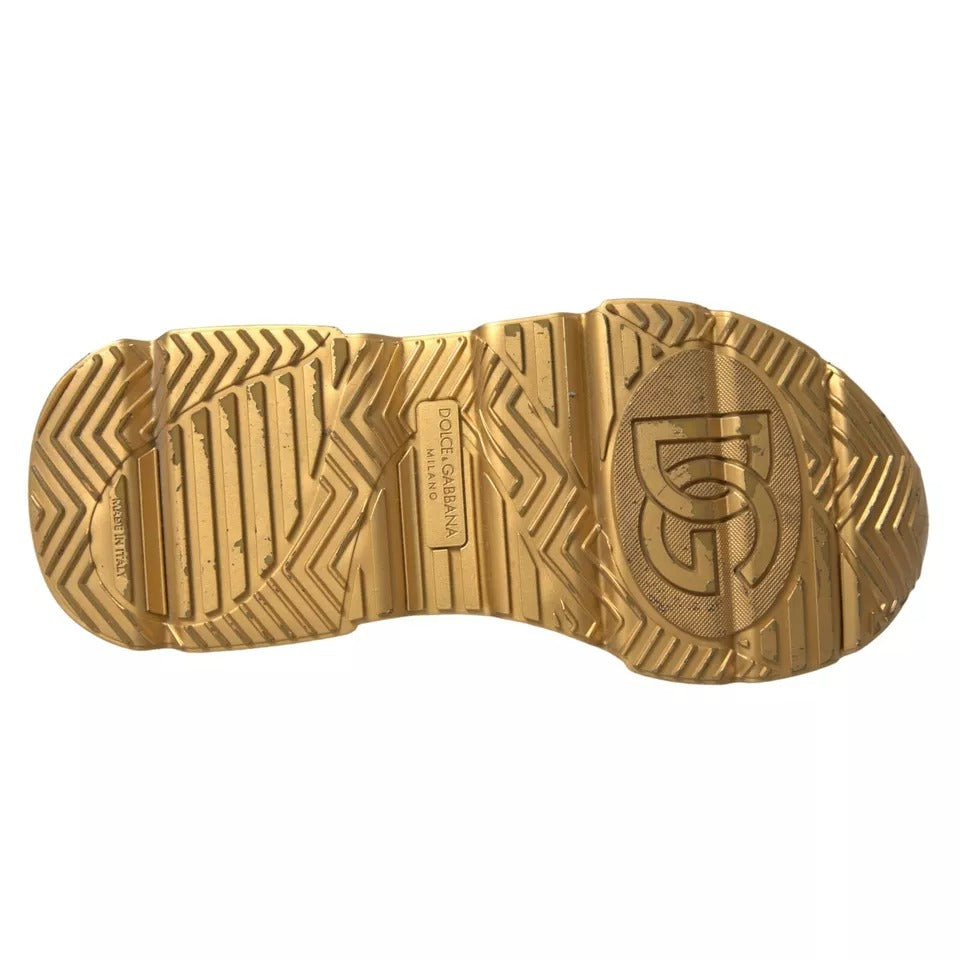 Dolce &amp; Gabbana Weißgold Leder Herren Sneakers DAYMASTER Schuhe