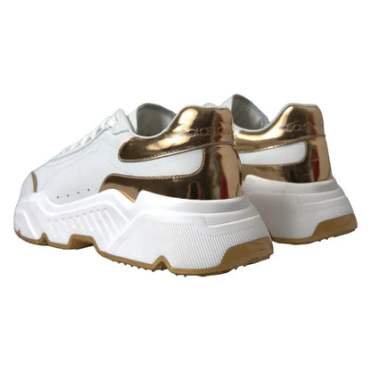 Dolce &amp; Gabbana Weißgold Leder Herren Sneakers DAYMASTER Schuhe