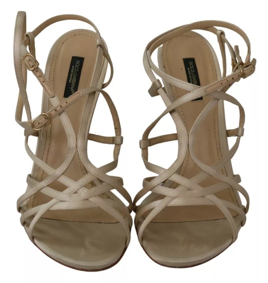Dolce &amp; Gabbana Gold Seide Knöchelriemen Heels Sandalen Schuhe