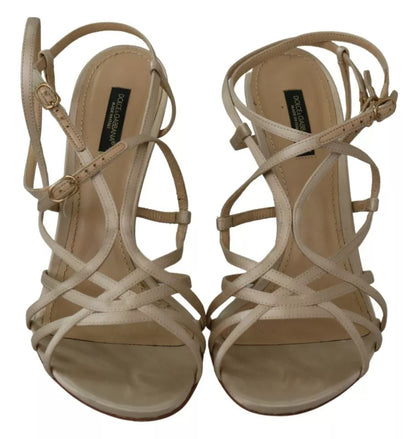 Dolce &amp; Gabbana Gold Seide Knöchelriemen Heels Sandalen Schuhe