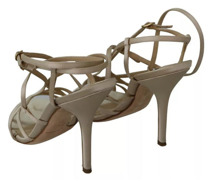 Dolce &amp; Gabbana Gold Seide Knöchelriemen Heels Sandalen Schuhe
