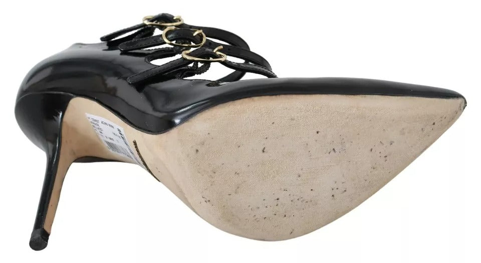 حذاء دولتشي آند غابانا بكعب عالٍ وحزام للكاحل من الجلد الأسود