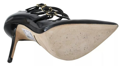 حذاء دولتشي آند غابانا بكعب عالٍ وحزام للكاحل من الجلد الأسود