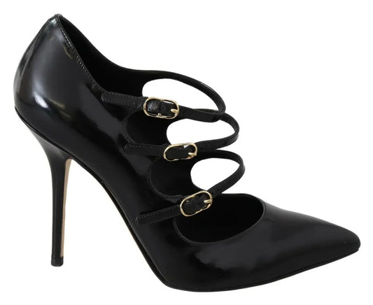 Dolce &amp; Gabbana – Pumps aus schwarzem Leder mit Knöchelriemen